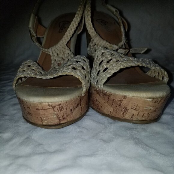 Candie's tan wedge platform cork sandal sz10 - Picture 7 of 7